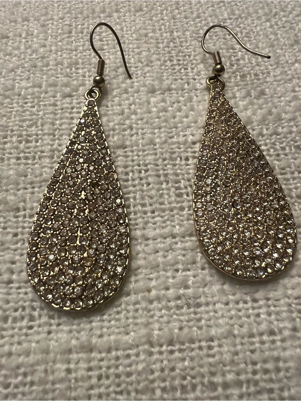 Gold Teardrop Pave Crystal Dangle Earrings - Women Jewelry